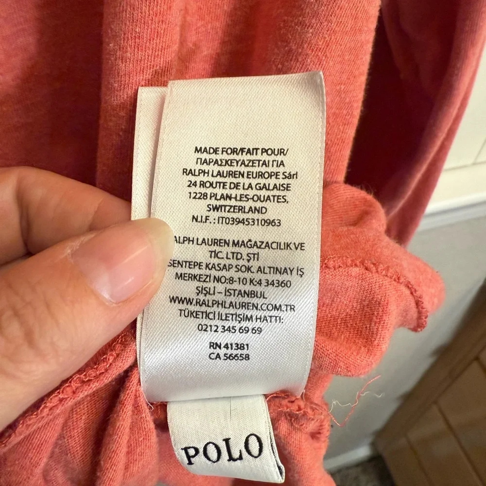 Polo by Ralph Lauren Coral Long Sleeve Tee Shirt Blue Pony logo XL
